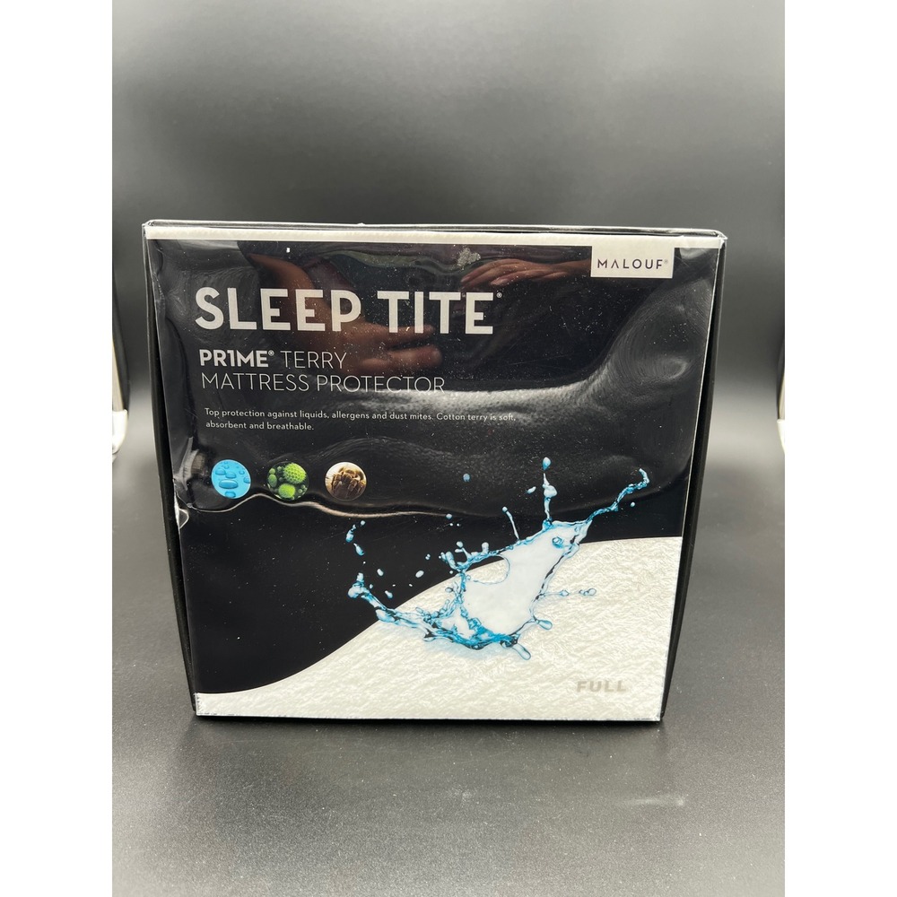 Malouf Sleep Tite Prime Terry Mattress Protector Full Size Waterproof White